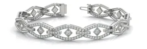 Geometric Milgrain Detail Diamond Bracelet