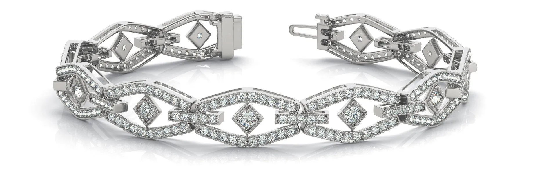 Geometric Milgrain Detail Diamond Bracelet