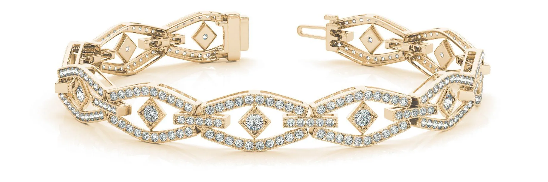 Geometric Milgrain Detail Diamond Bracelet