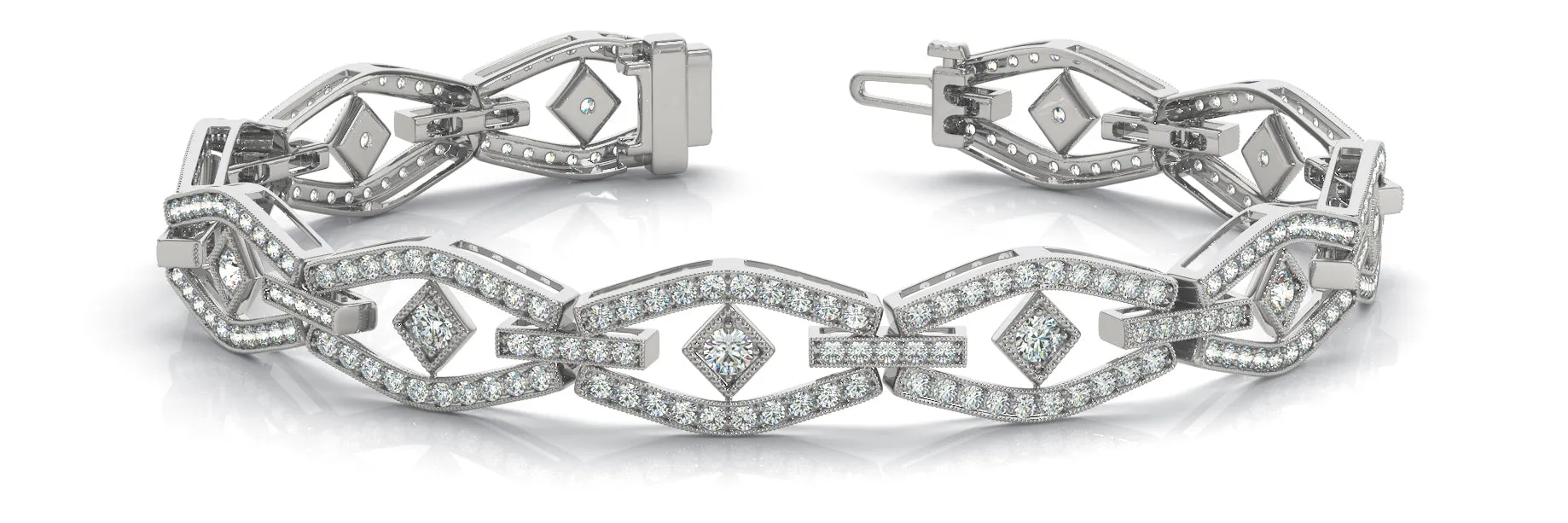 Geometric Milgrain Detail Diamond Bracelet