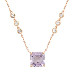 Glitzy Amethyst and Diamond Bezel Necklace