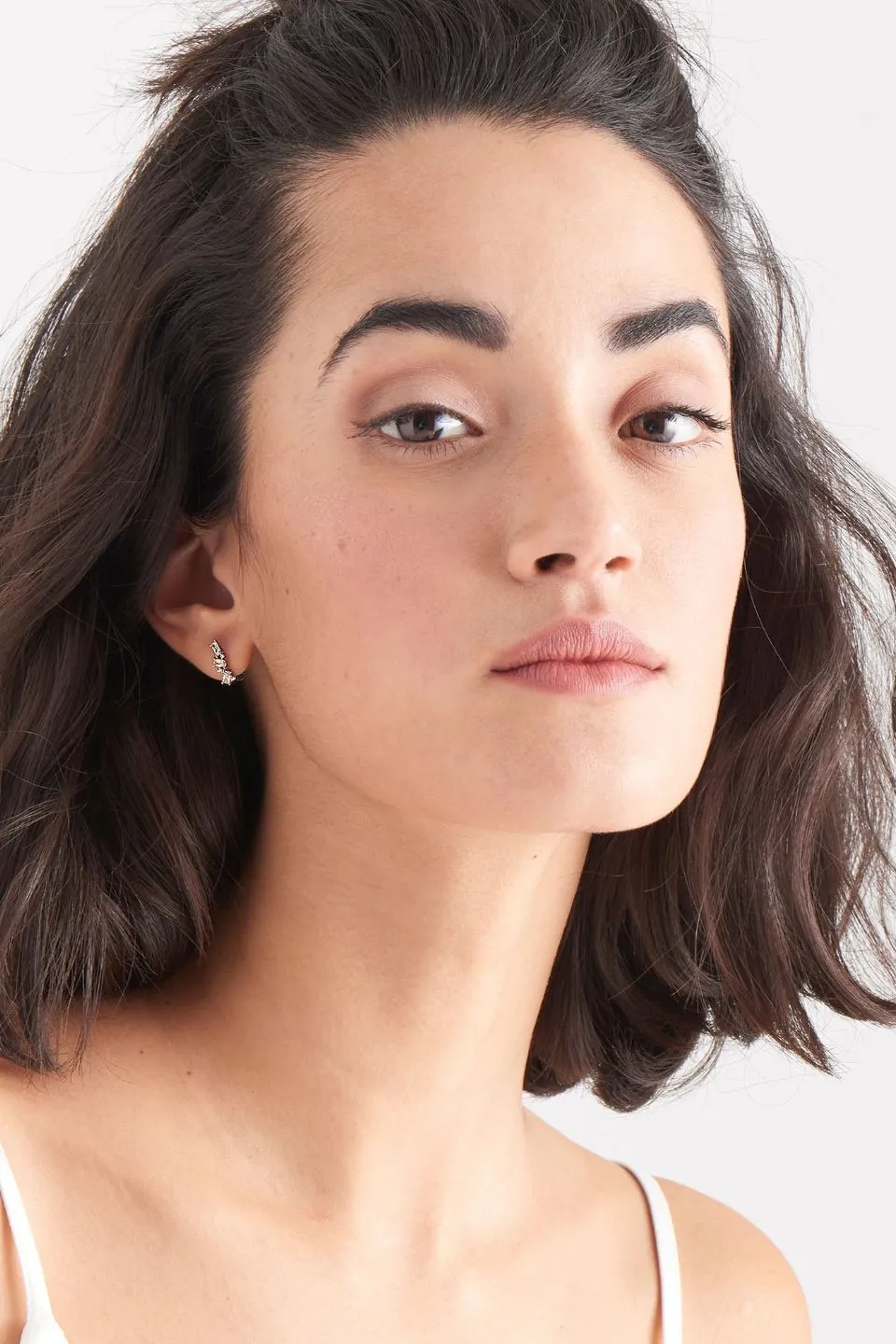 Glow Getter Crystal Cluster Silver Huggie EOL Earrings