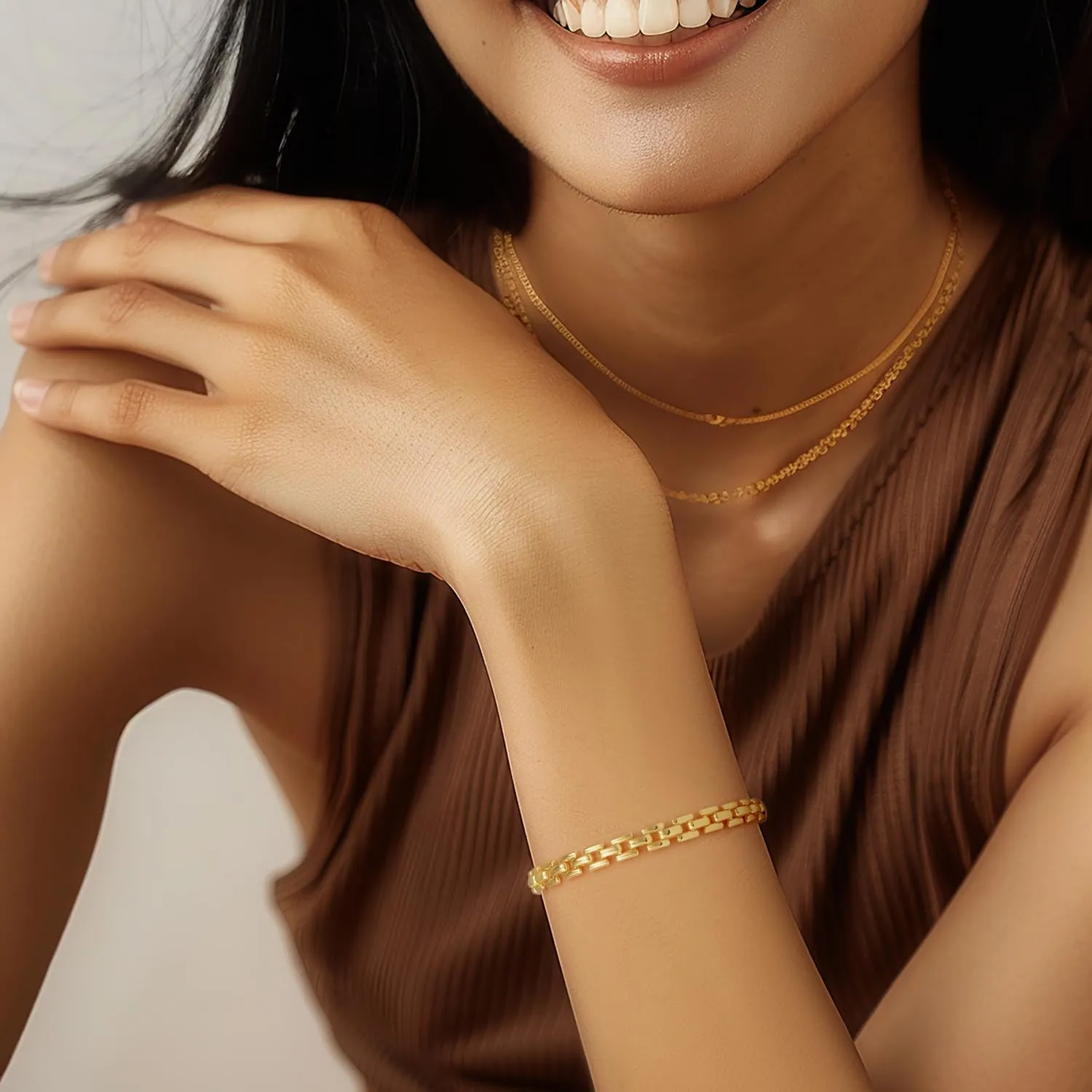 Gold Bracelet 14k Gold Bracelets for Women & Men Non Tarnish Watch Chain Design Womens Bracelets Jewelry Gifts 6.5-9 Inches