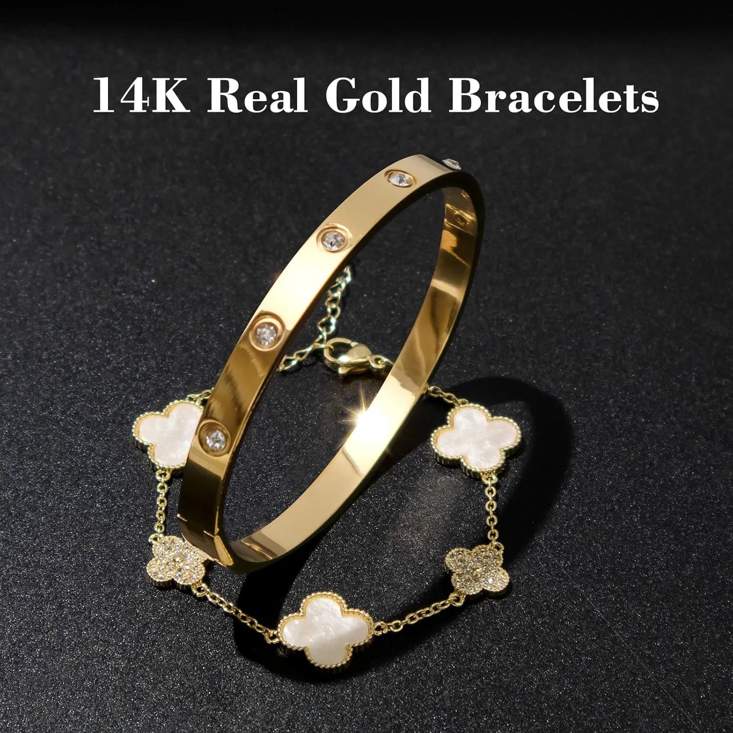 Gold Bracelets for Women Stainless Steel Bracelet 18K Love Bangle for women Cubic Zirconia Cuff Gold Bangle Set Fashion Jewelry Gifts