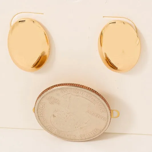 GOLD DIPPED OVAL STUD EARRINGS