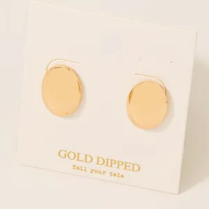 GOLD DIPPED OVAL STUD EARRINGS