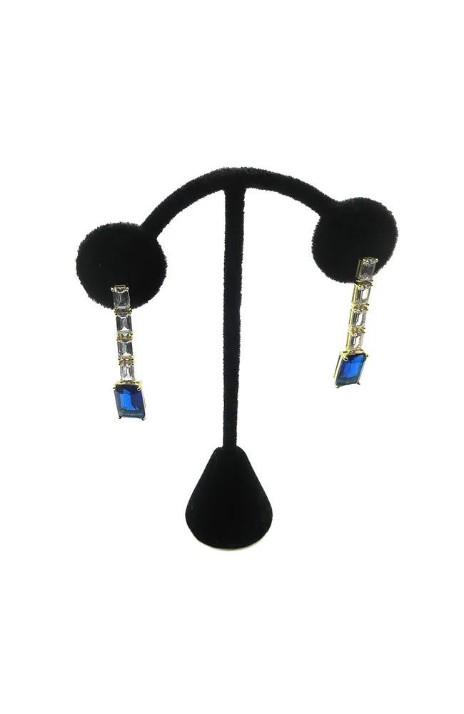 Gold Emerald Cut Drop Earrrings