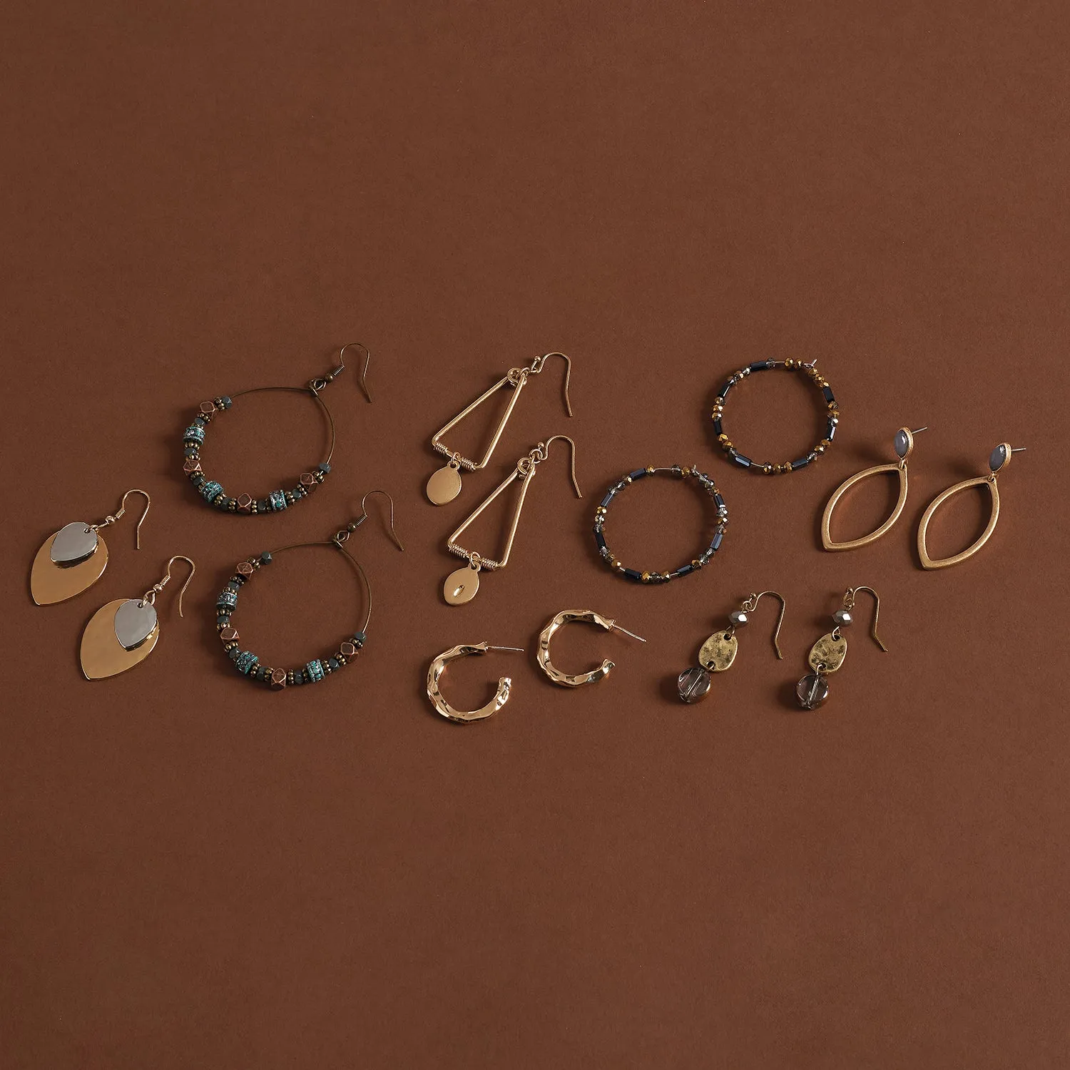 Gold Facet Beaded Hoop Earrings