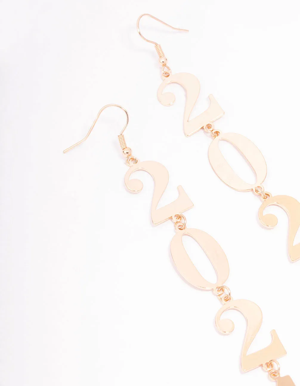 Gold Metallic 2024 New Year Drop Earrings
