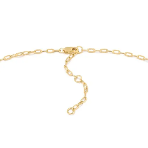 Gold Mini Link Charm Chain Connector Sterling Silver Necklace plated in 14K Gold