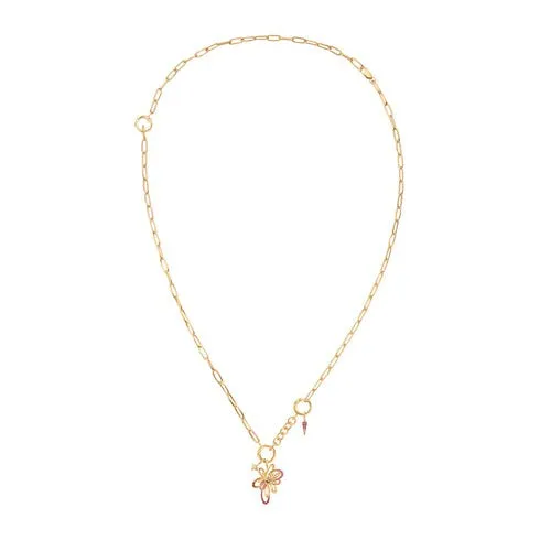 Gold Mini Link Charm Chain Connector Sterling Silver Necklace plated in 14K Gold