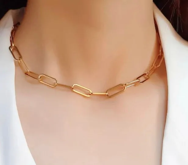 Gold Paper chain Choker Necklace
