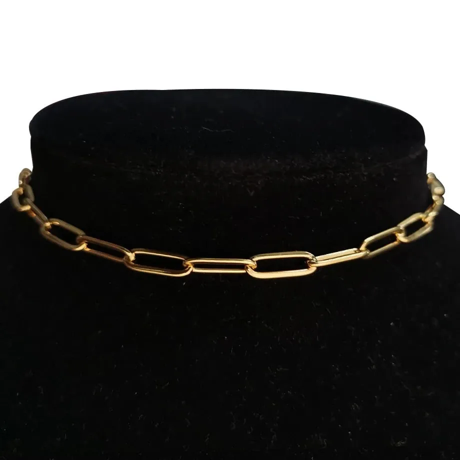 Gold Paper chain Choker Necklace