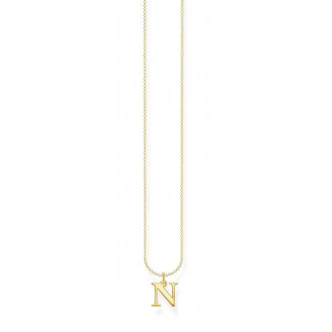 Gold Plated Letter N Necklace KE2023-413-39-L45V