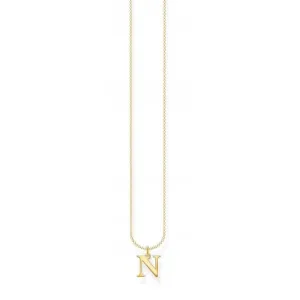 Gold Plated Letter N Necklace KE2023-413-39-L45V