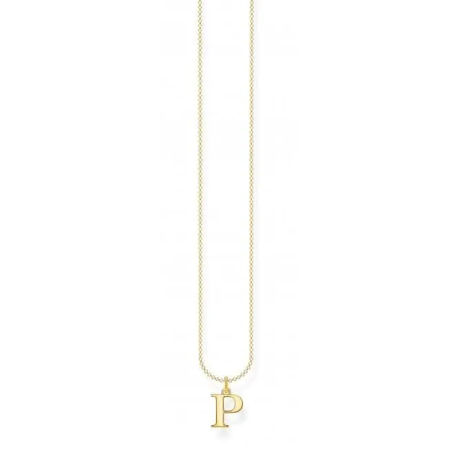 Gold Plated Letter P Necklace KE2025-413-39-L45V