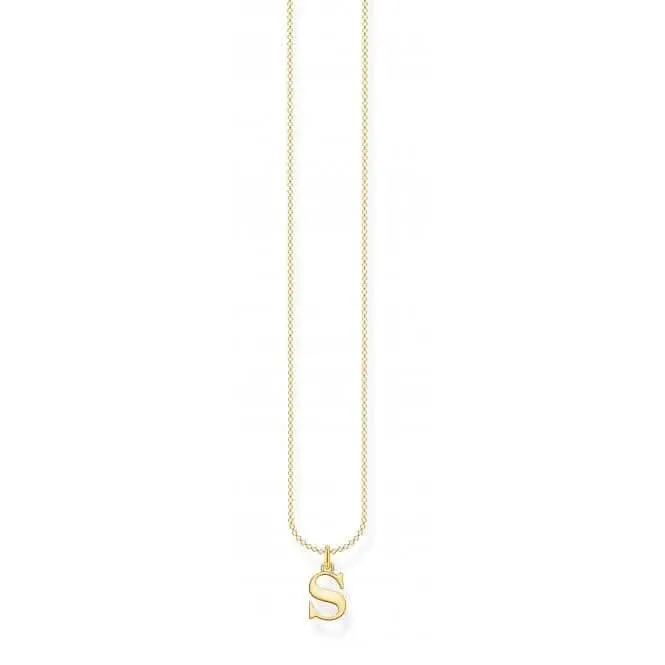 Gold Plated Letter S Necklace KE2028-413-39-L45V