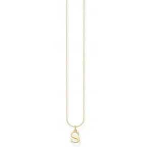Gold Plated Letter S Necklace KE2028-413-39-L45V