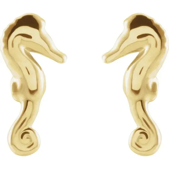 Gold Seahorse Earrings