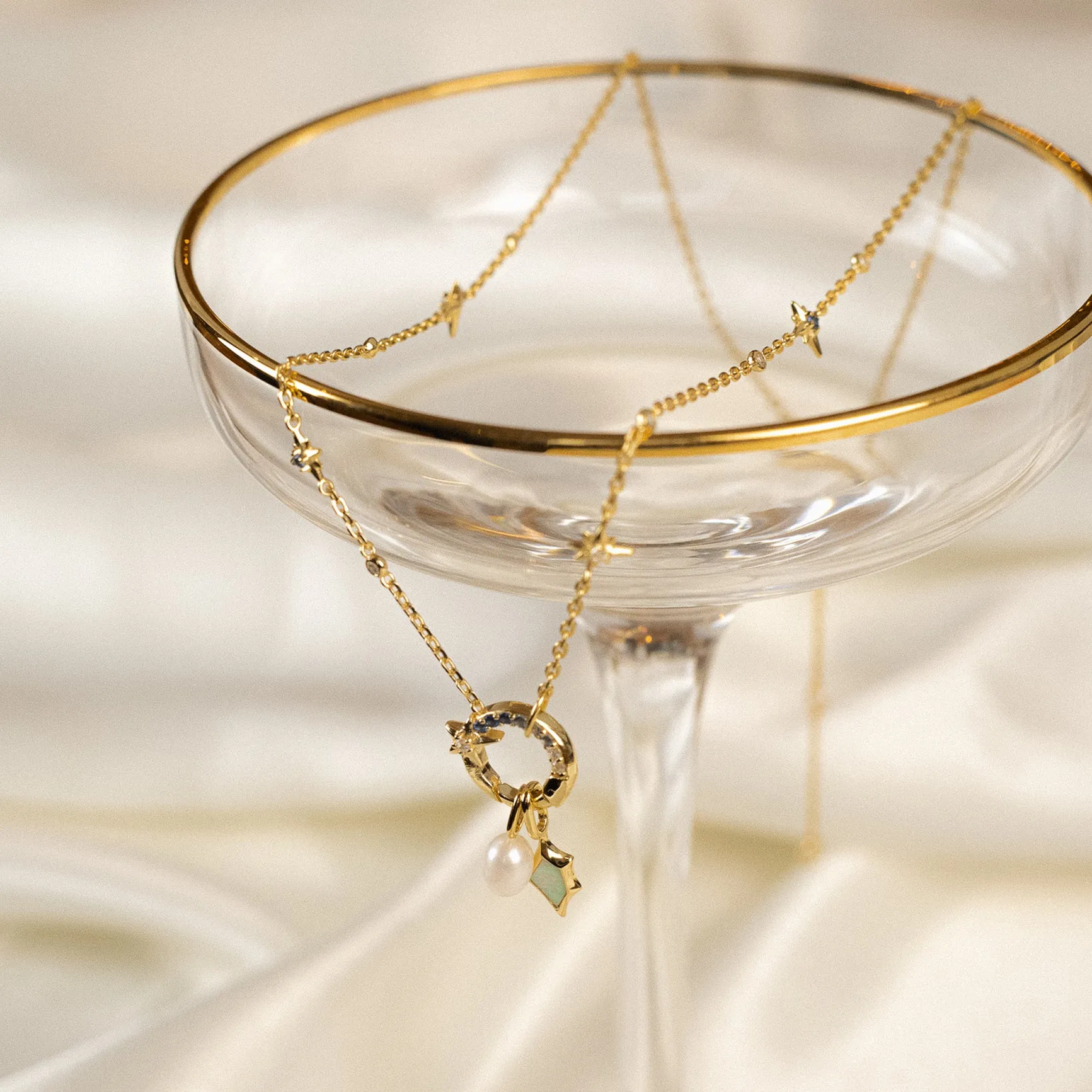 Gold Star Chain Charm Connector Necklace