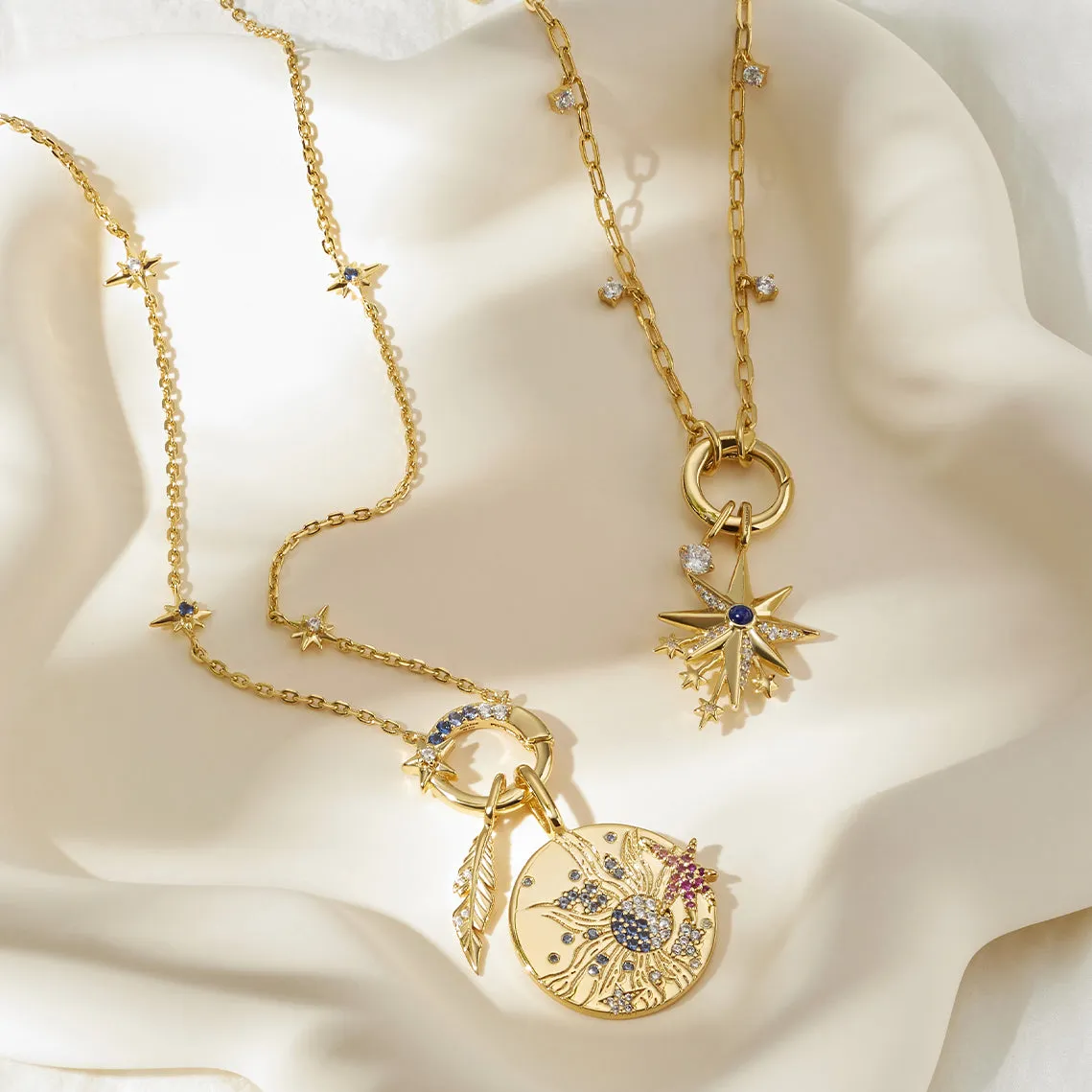 Gold Star Chain Charm Connector Necklace