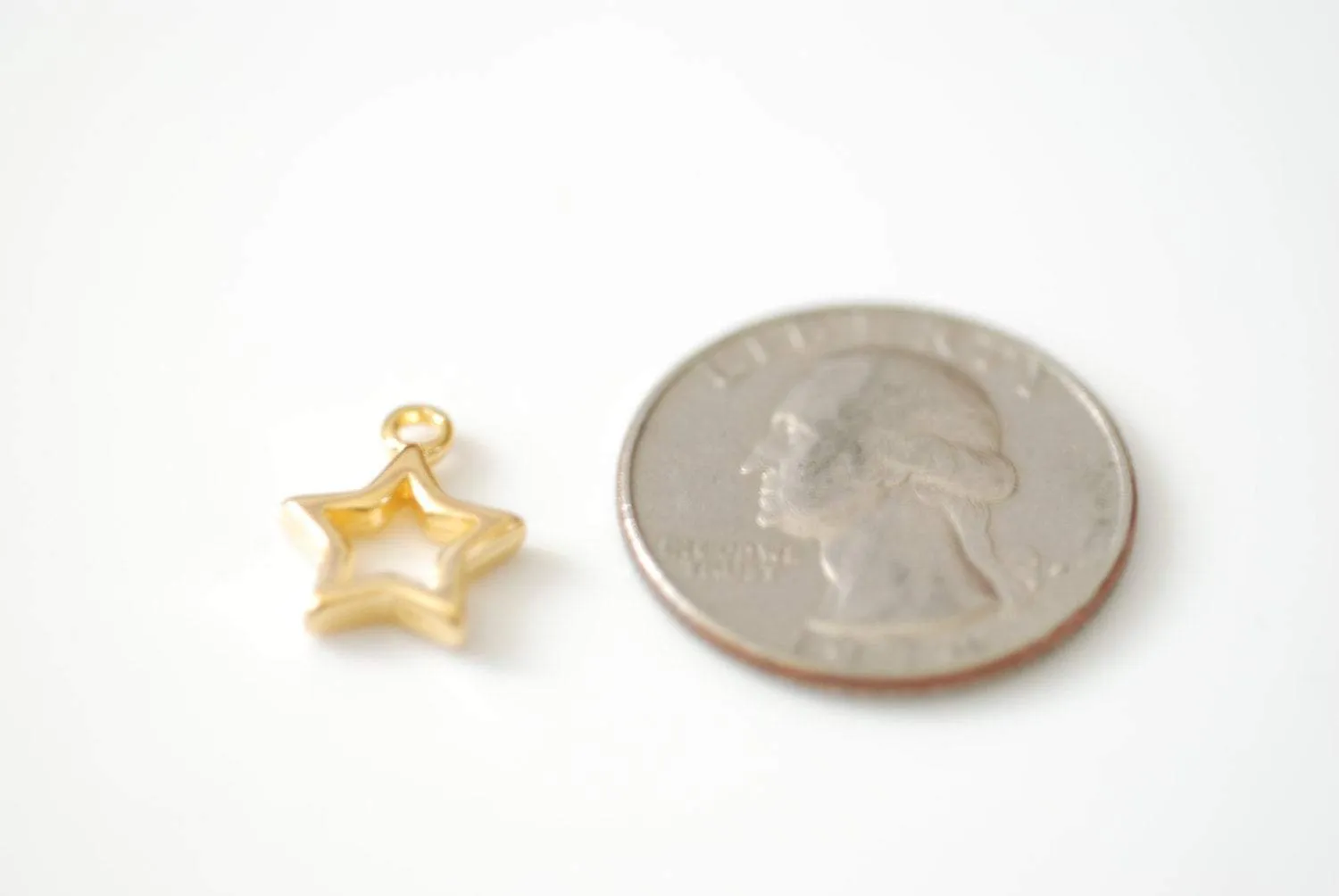Gold Star Charm- Vermeil Gold 18k gold plated over Sterling Silver Open Star Charm, Gold Open Star, Star Connector Link, Shooting Star, 61