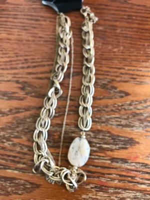 Gold twisted Chain w/Stone Necklace