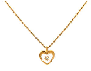 Golden Sunburst Heart Necklace