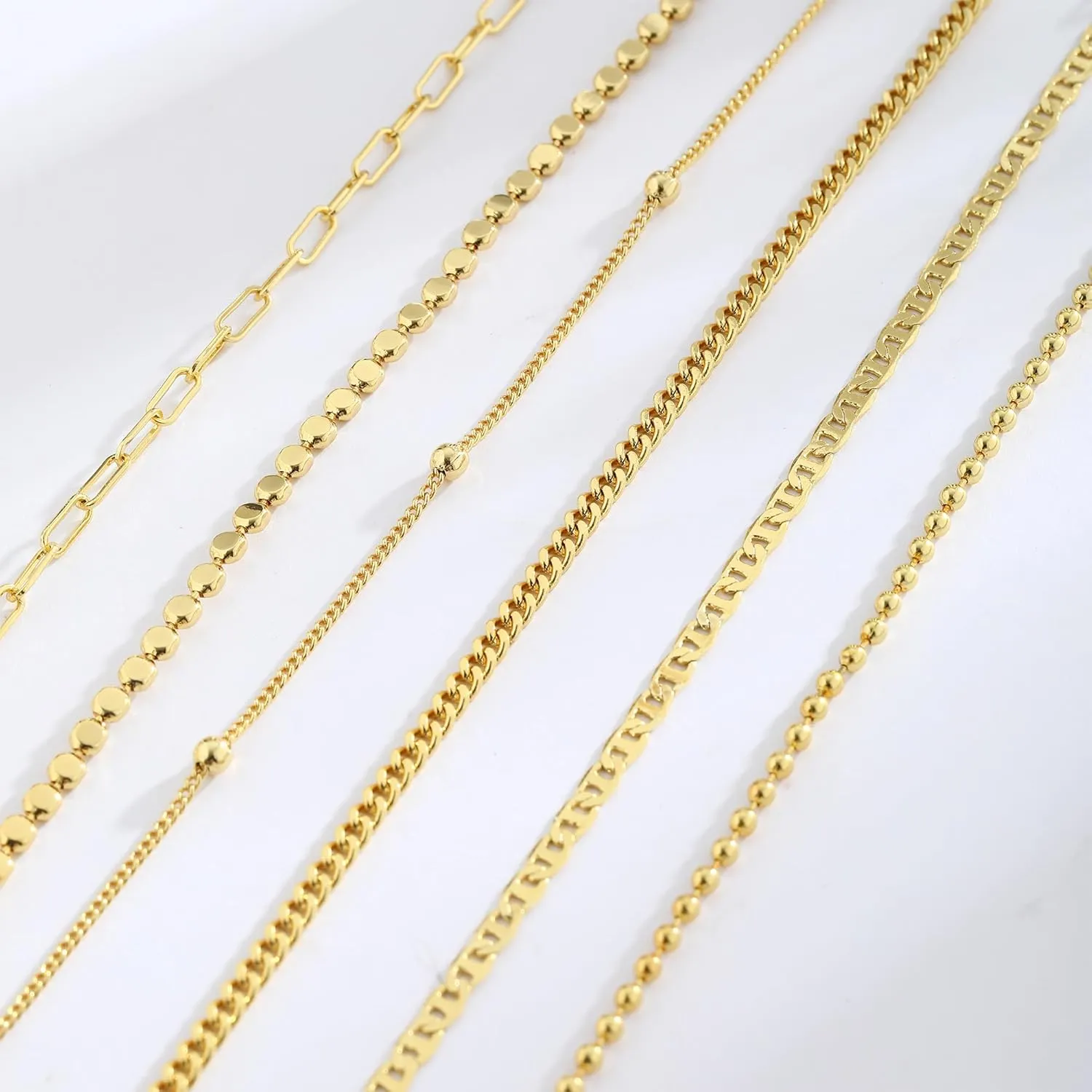 Gold/Silver Bracelets for Women,14K Real Gold Plated Bracelets Stack Trendy Jewelry Sets Stackable Snake Chain Figaro Paperclip Link Chain Adjustable Bracelet Pack Jewelry for Women