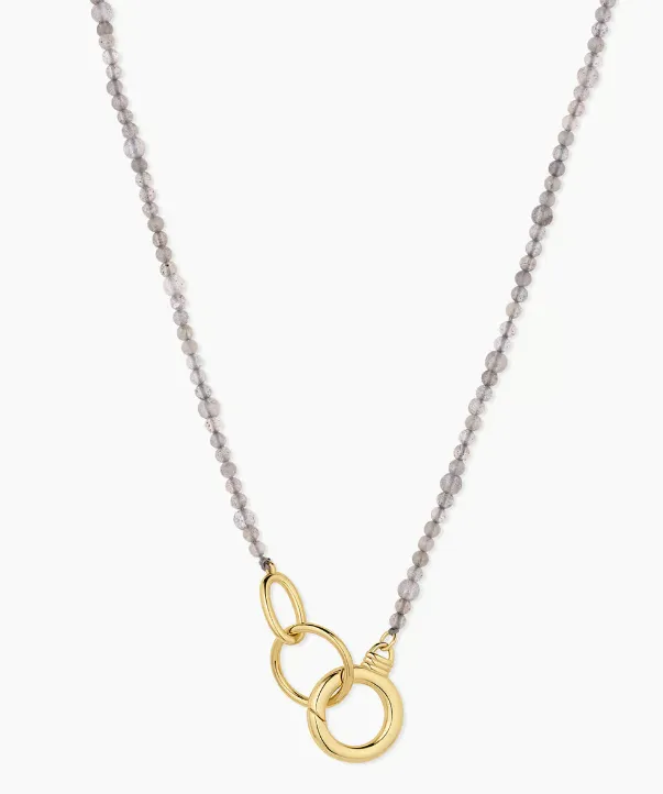 Gorjana Power Gemstone Long Beaded Necklace - Gold/Labradorite