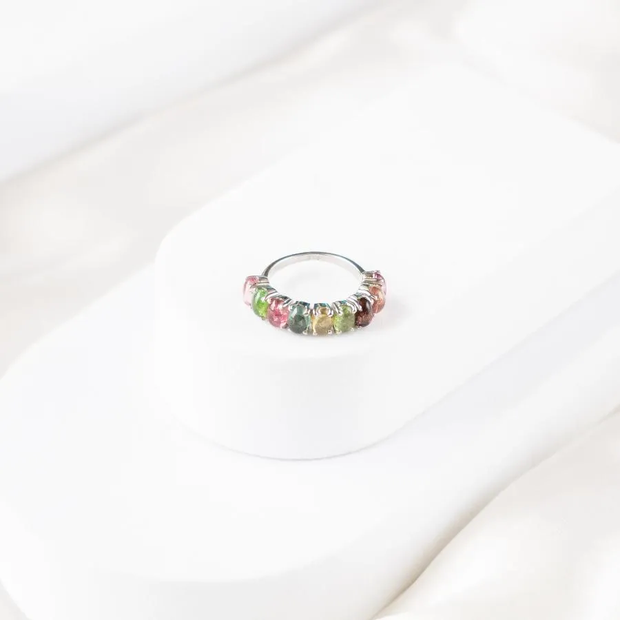 Graceful Curve Multi Tourmaline Ring