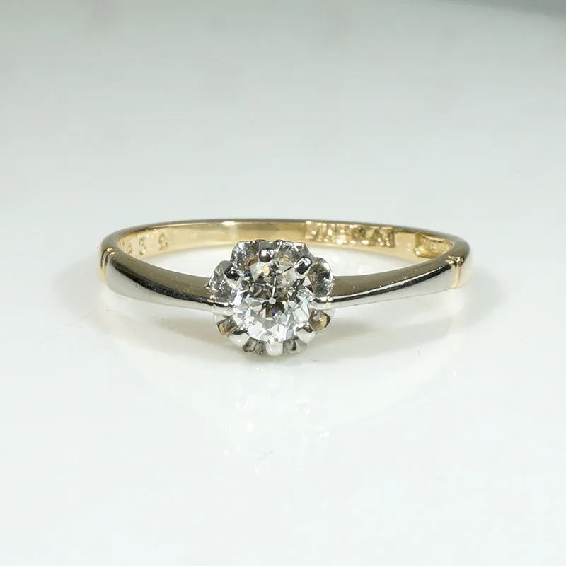 Graceful Edwardian Diamond Solitaire Ring in 18ct & Platinum