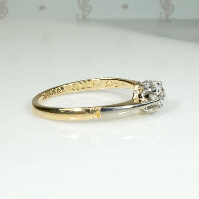Graceful Edwardian Diamond Solitaire Ring in 18ct & Platinum