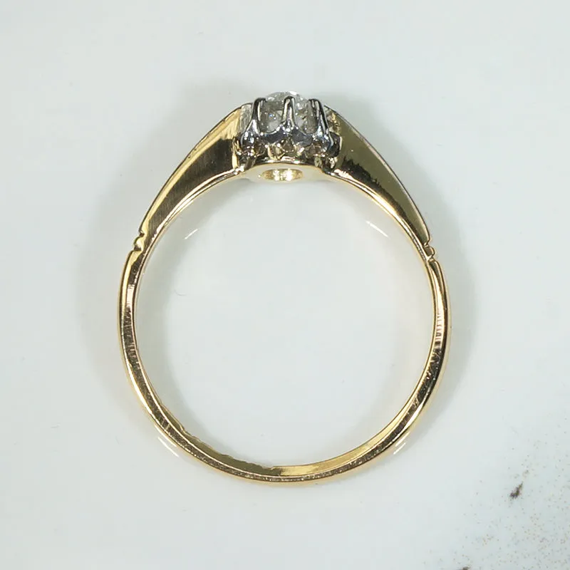 Graceful Edwardian Diamond Solitaire Ring in 18ct & Platinum