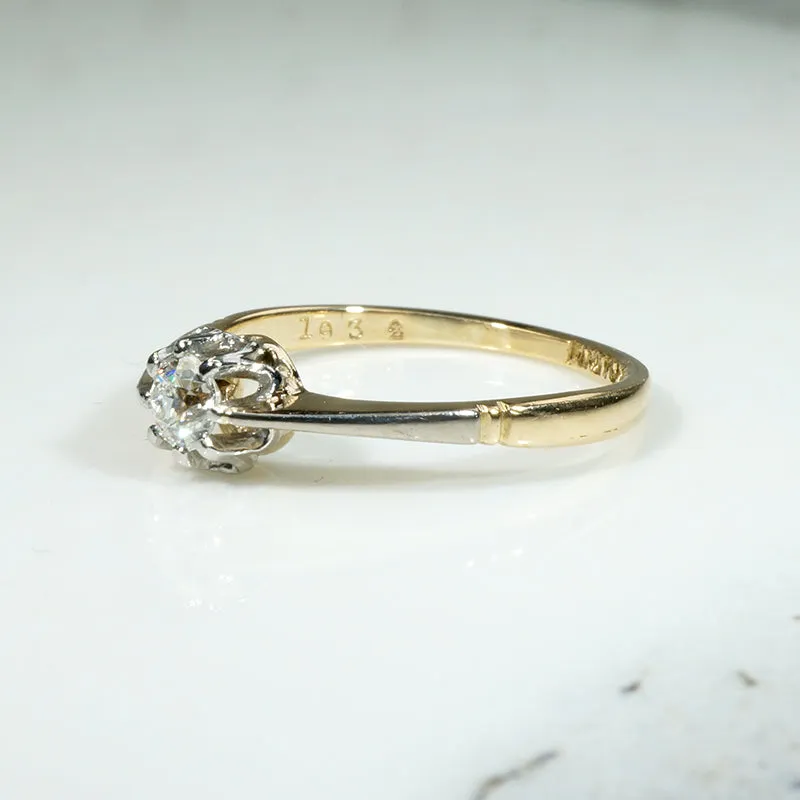 Graceful Edwardian Diamond Solitaire Ring in 18ct & Platinum