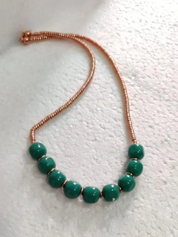 Green Beaded Copper Necklace