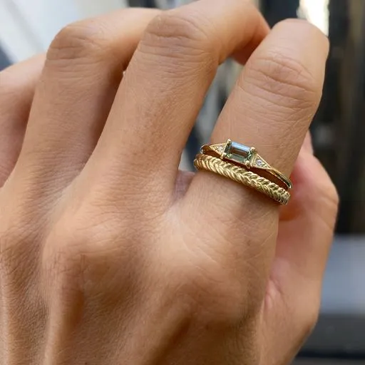 Green Sapphire Emerald Cut Deco Ring