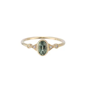 Green Sapphire Oval Duo Deco Ring