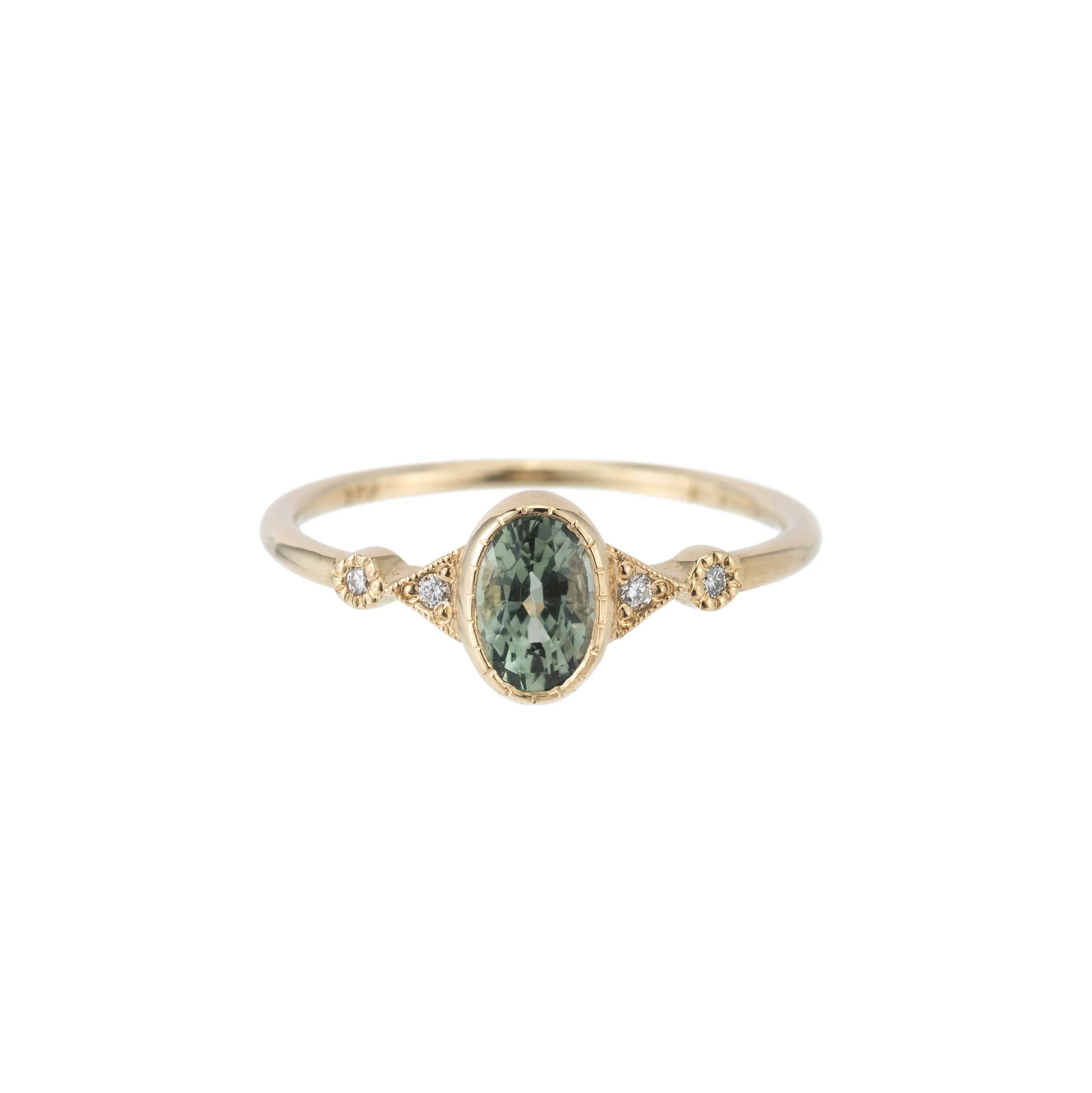 Green Sapphire Oval Duo Deco Ring