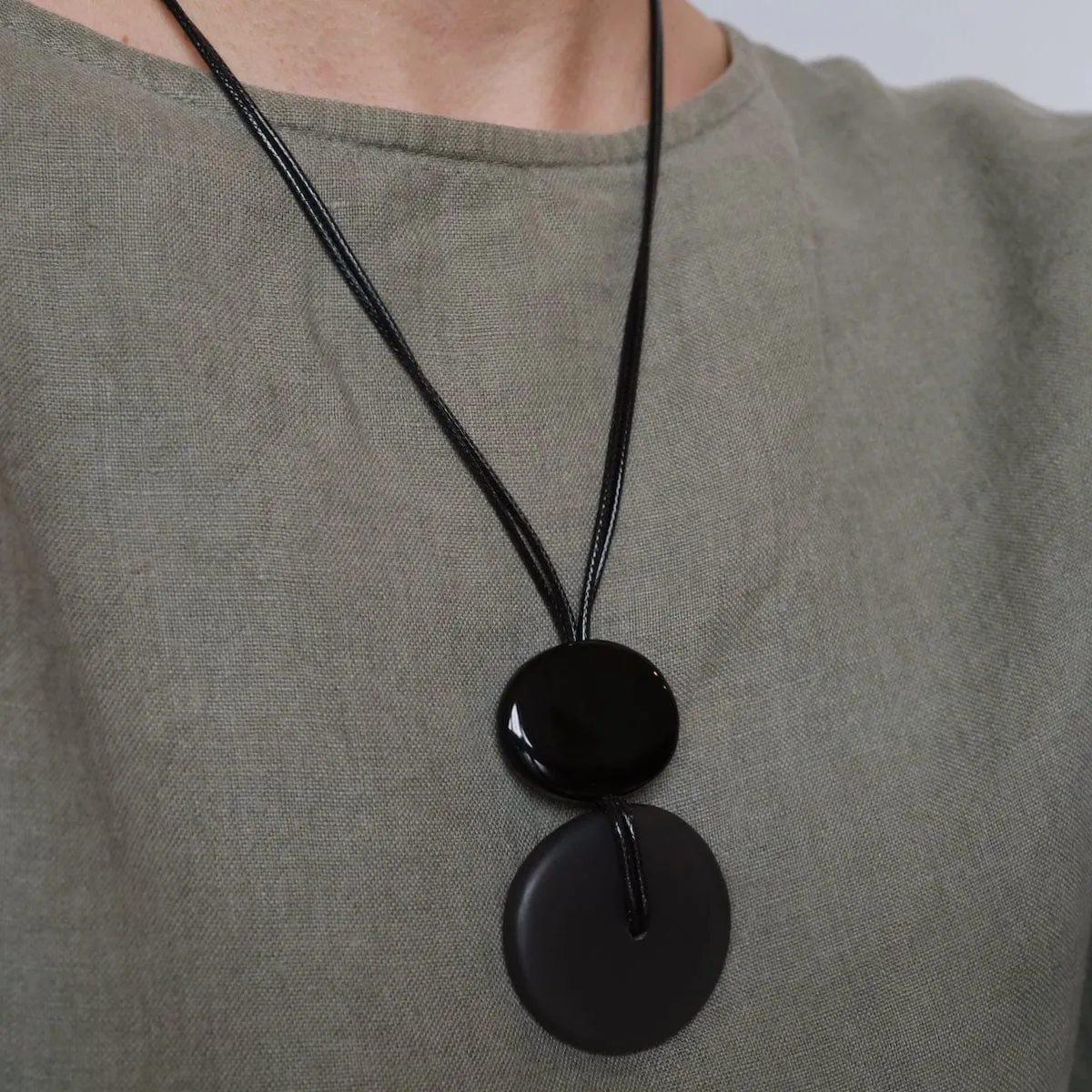 Grey Resin Sliding Pendant Necklace