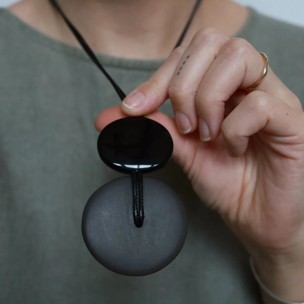 Grey Resin Sliding Pendant Necklace
