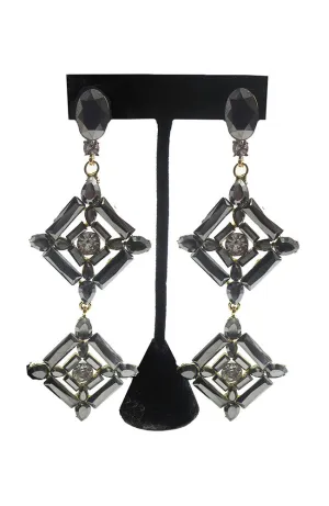Grey Stone Gold Dangle Earring