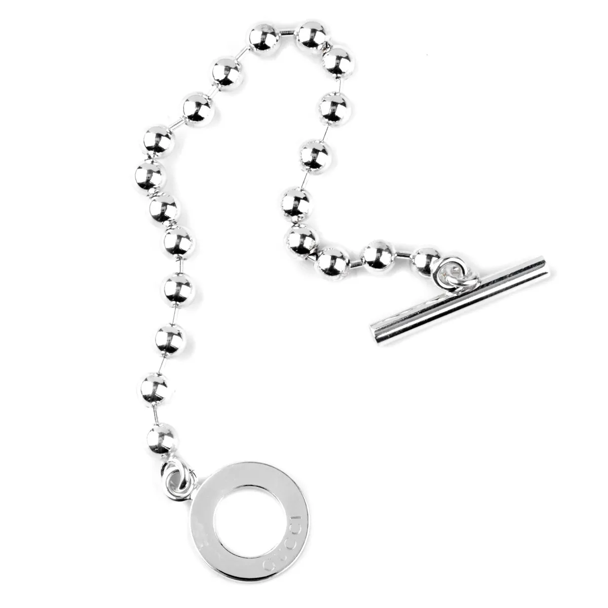 Gucci Beaded Toggle Lock Silver Bracelet
