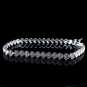 Heart Full Eternity Tennis Diamond Bracelet 14kt
