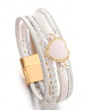 Heavenly Heart Gemstone Leather Bracelet | URBAN ECHO SHOP