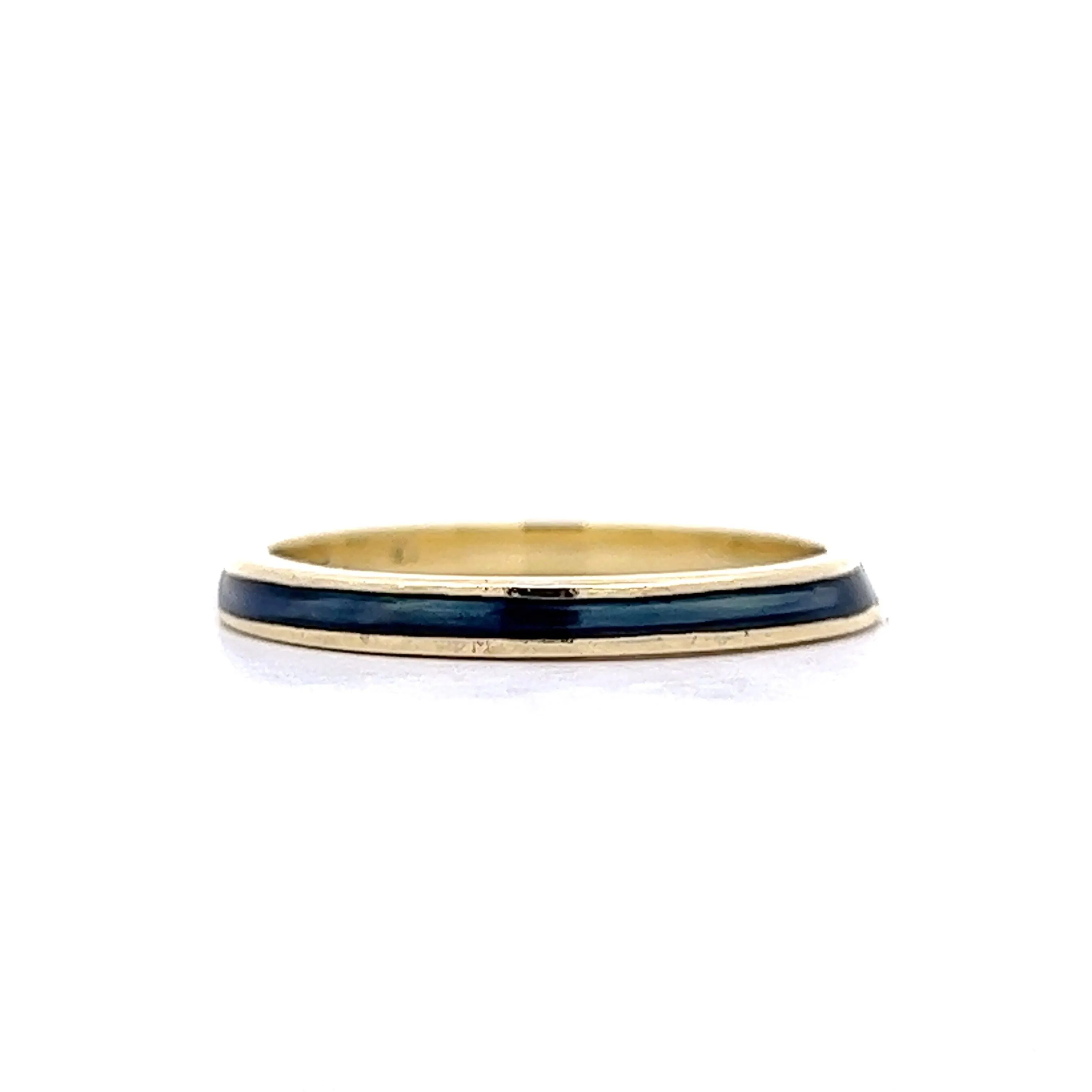 Hidalgo Blue Enamel Stacking Band in 14k Yellow Gold