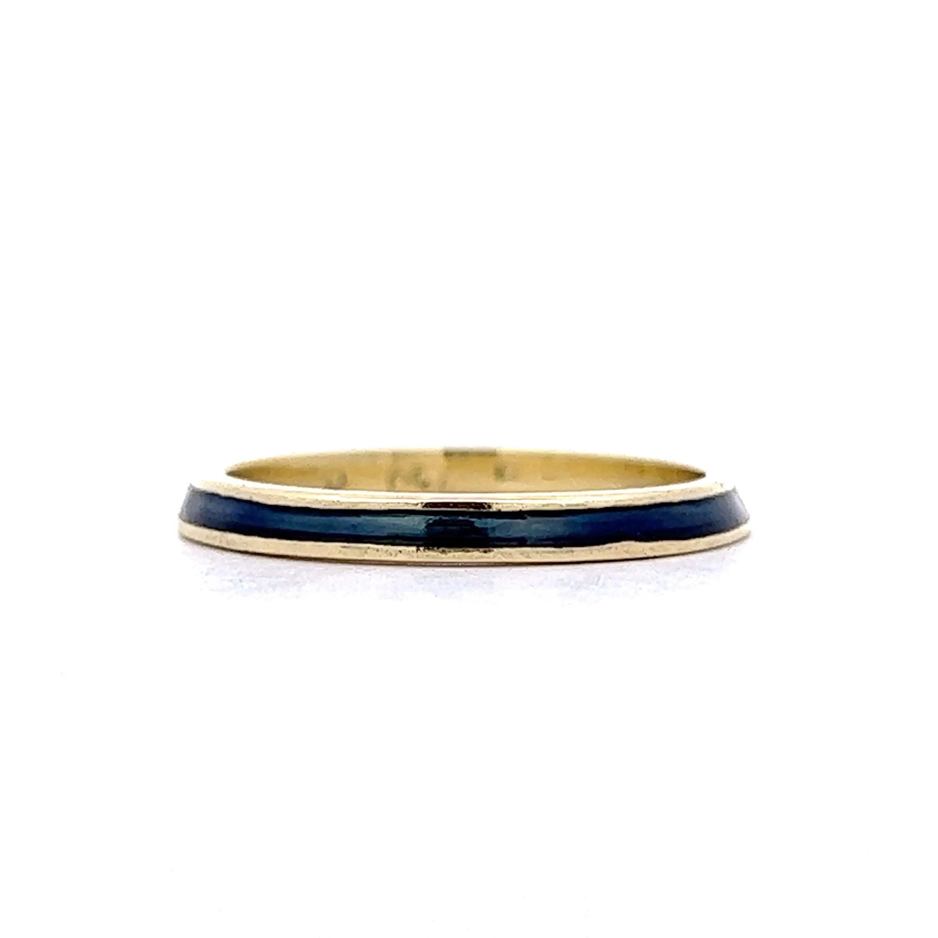 Hidalgo Blue Enamel Stacking Band in 14k Yellow Gold