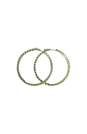 Hoop Green Rhinestone 1.75"