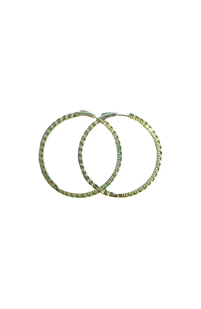 Hoop Green Rhinestone 1.75"