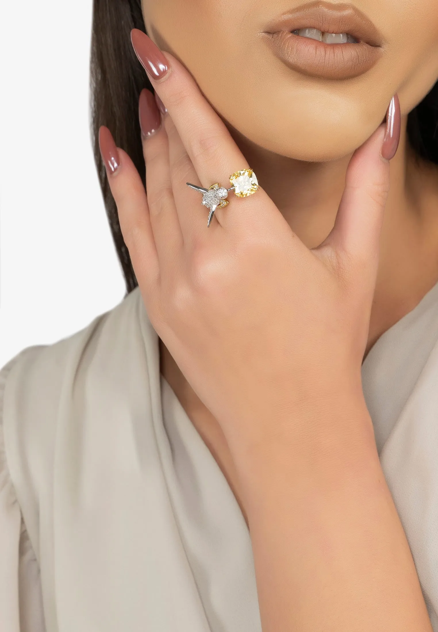 Hummingbird Yellow Topaz Cocktail Ring Gold